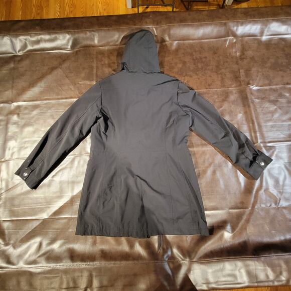 Kristen Blake Mid Anorak Flap Pockets Hooded Full Zip Jacket Black Womens Sze M - Picture 2 of 8